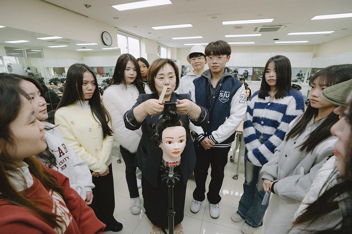 헤어 실습 수업 사진